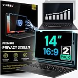 VINTEZ 14 Inch 16:9 Privacy Screen for Computer Monitor and Laptop - Anti Glare Protector Film Blue Light Filter Eye Protection - Computer Screen Privacy Shield, 2 Pack