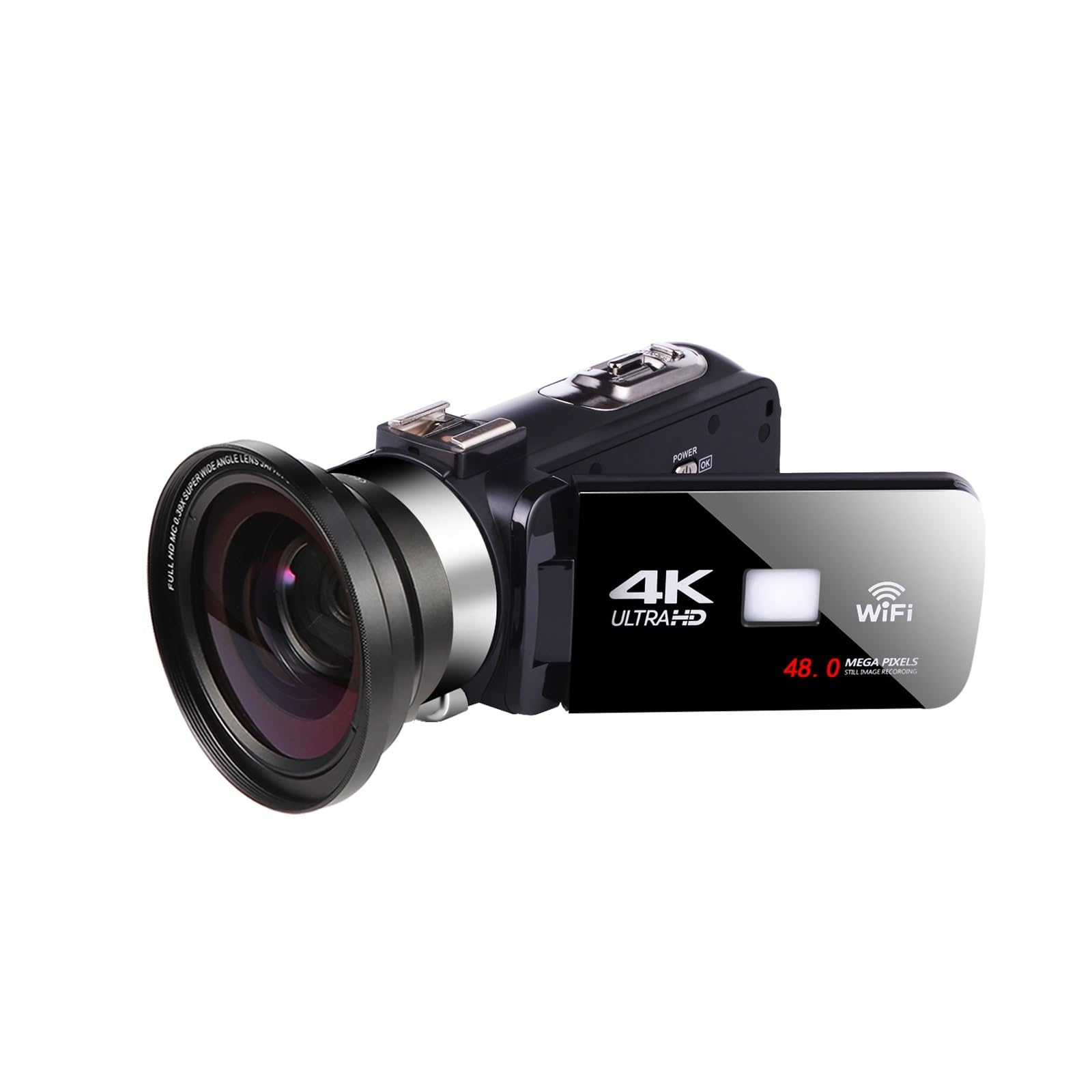 DELURA 18X Zoom 4K UHD Camcorder Live Streaming WiFi Webcam Videocamere for La Fotografia Visione Notturna IR All'aperto Telecamera HD (Size : No SD Card)