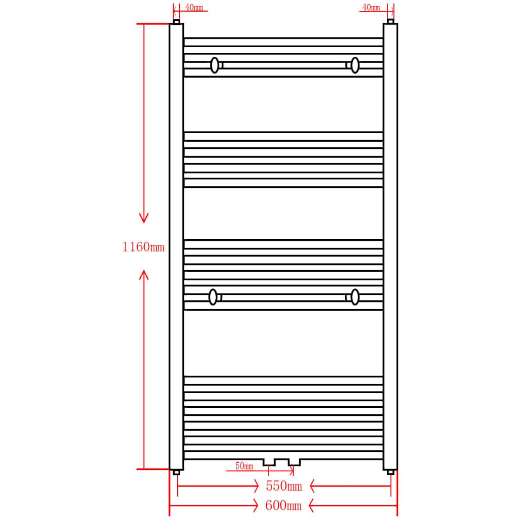 Genérico Radiador toallero de baño Recto Negro 600 x 1160 mm,Casa y jardín,Electrodomésticos,Control del Clima,Radiadores-141908