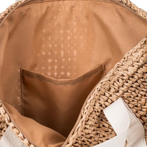 Image of Roxy Women's Beach Tote Bag | Travel | Vacation | Straw | Lightweight | Breathable, Beach Lover - Natural /White