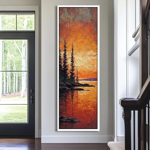 YUSUZHU Poster da parete lunghi e stretti, quadri su tela alti e sottili, arte verticale da parete, quadri su tela incorniciati per ufficio, stanze o corridoio (20x60 cm/cornice interna)