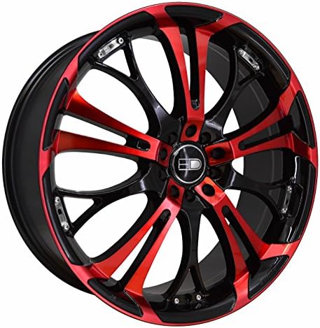 HD Offroad Spinout Custom Wheel - 17x7, 40 Offset, 5x100 Bolt Pattern, 73.1mm Hub - Gloss Black with Red Face Rim