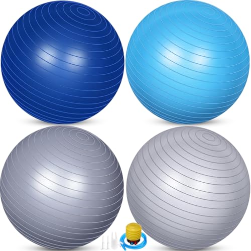 Image of Leyndo 4 Pcs 26 Inch Yoga Exercise Ball Pilates Pregnancy Birthing Fitness Ball with Quick Pump Anti Burst for Improved Posture, Balance, Yoga, Pilates, Training
