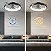LUDOMIDE Ceiling Fans with Lights 20'' Flush Mount Fan Remote & APP Control Black Low Profile 6 Wind Speeds Smart Dimmable LED for Bedroom Living Room (Y1095-BK-ELE)