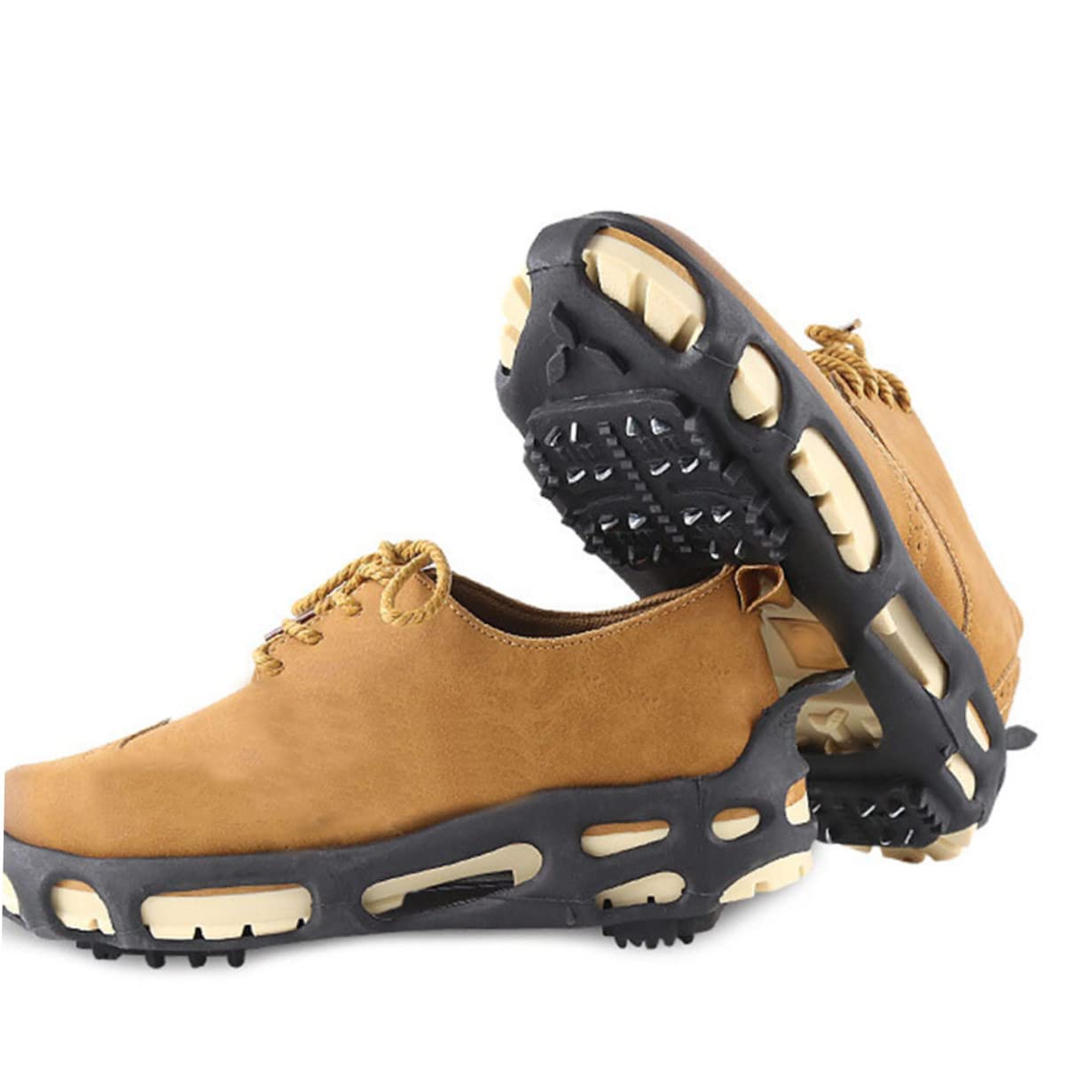 Veemoon 1set Ice Grippers for Shoes Durable Tooth Crampons Excellent Traction for Snow and Ice Lightweight TPE Slip-Resistant Footwear for Hiking Walking and Outdoor Activities