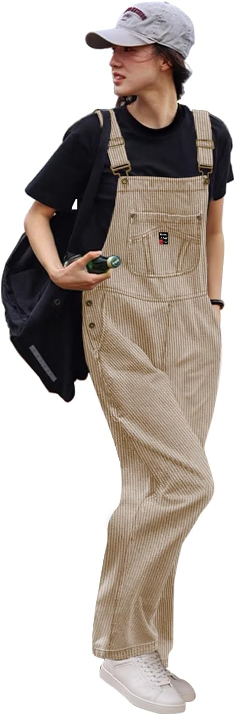 (similar to stock photo) Purple and pink. Women Casual Adjustable Straps Bib Jumpsuits Fall Outfits with Side Buttons Closure and Pockets PCD Small