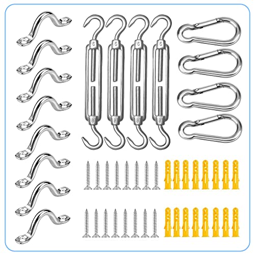 TOUYINGER Sun Shade Sail Hardware Kit 5 Inches for Heavy Duty Rectangle/Triangle/Square Sun Shade Sail Installation for Patio Lawn and Garden, 304 Stainless Steel Anti-Rust Shade Sail Hardware Kit