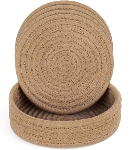 Image of Mansa for Hot Dishes, Pots and Pans, Hot Pads with Storage Basket, Pot Holders for Kitchen, Heat Resistant Mat Protect Counter Home Essentials, Farmhouse Decor (Pack of 4 with Cover) Beige