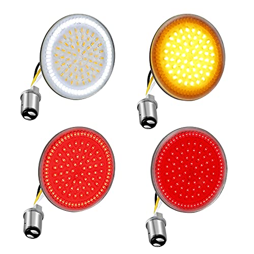 NTHREEAUTO 1157 Front Rear LED Turn Signal 2Inch SMD Brake Running Light Bullet Style Pannel Compatible with Harley Dyna Softail Touring Road King Electra Street Glide