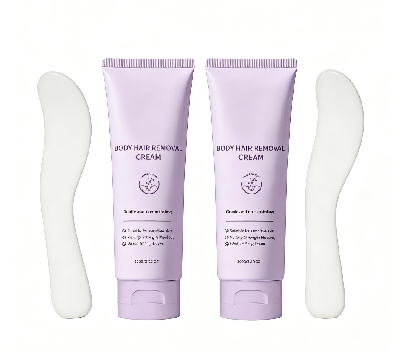 Crema depilatoria a base vegetale per donne e uomini, delicata, indolore, ad azione rapida e non irritante, per la rimozione dei peli di viso, gambe, braccia, addome, ascelle e zona bikini,2PCS
