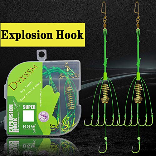 Dyxssm Carp Fishing Feeders Bait Fishing Hooks With Fishing Spring Carp Feeder (Pack Of 4) (Green, 10#) #TOP4