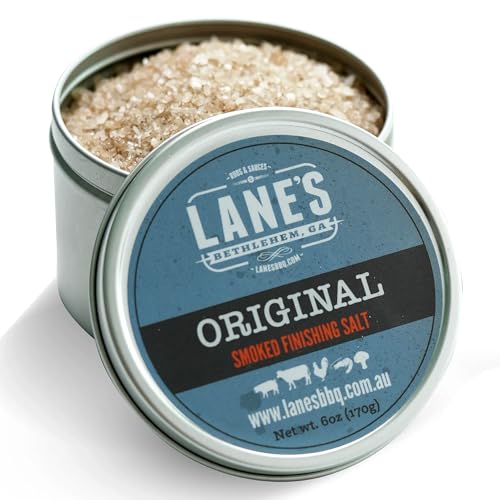 Lane’s Original Smoked Salt, Premium Gourmet Finishing Smoked Sea Salt (6 oz) Naturally Infused with Apple, Cherry, and Maple Wood. Bold All Natural Flavor for Grilling & Cooking Meats and Vegetables