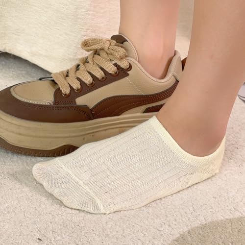 1/5pair Summer Thin Solid Color Crew Socks Fashion Cute Anti Slip Invisible Socks Cotton Breathable Women Man Sock4