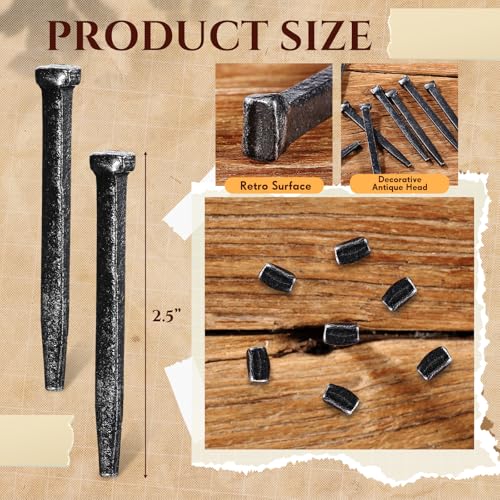 Image of Yaocom 25 Pcs Horseshoe Nails 2.5 inch Wrought Head Nail Decorative Antique Rose Crucifixion Iron Nail Picture Hanging Decorative Nails for Hanging