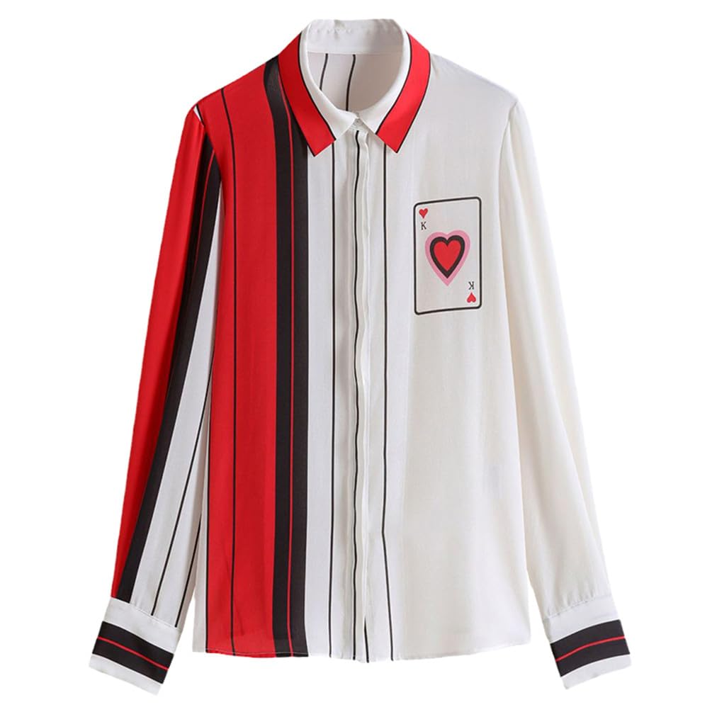 Real Silk Women's Shirt Turn-Down Collar Long Sleeve Striped Print Shirts Blouses Female Loose Blouse Tops