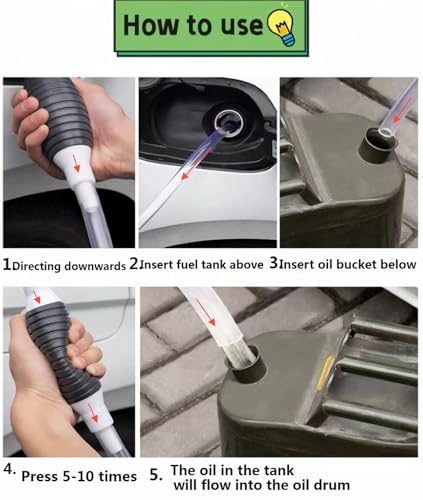 Image of Manual oil pump, new multifunctional suction pump with durable PVC pipe of 6.5 feet. The oil fuel transfer pump,gas siphon pump for gasoline, and fish tank water exchange siphon hose