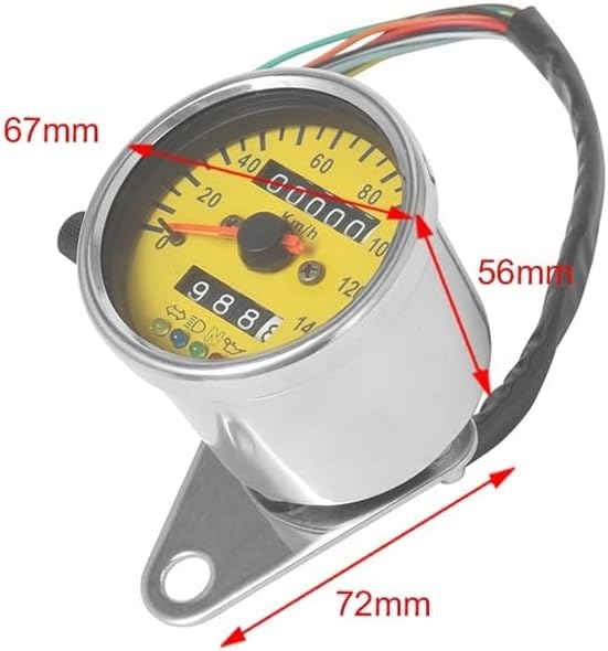 Mechanical Dual Odometer Gauge Retro Motorcycle LED Backlight Dual Odometer 0-140KM/H Tachometer Gauge Vintage Universal