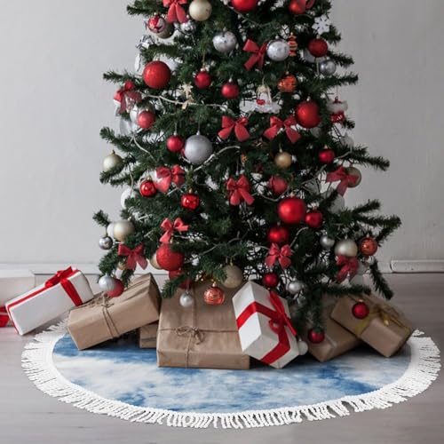 Jupe d'arbre de Noël couverture de base tapis de sapin bleu 90 cm