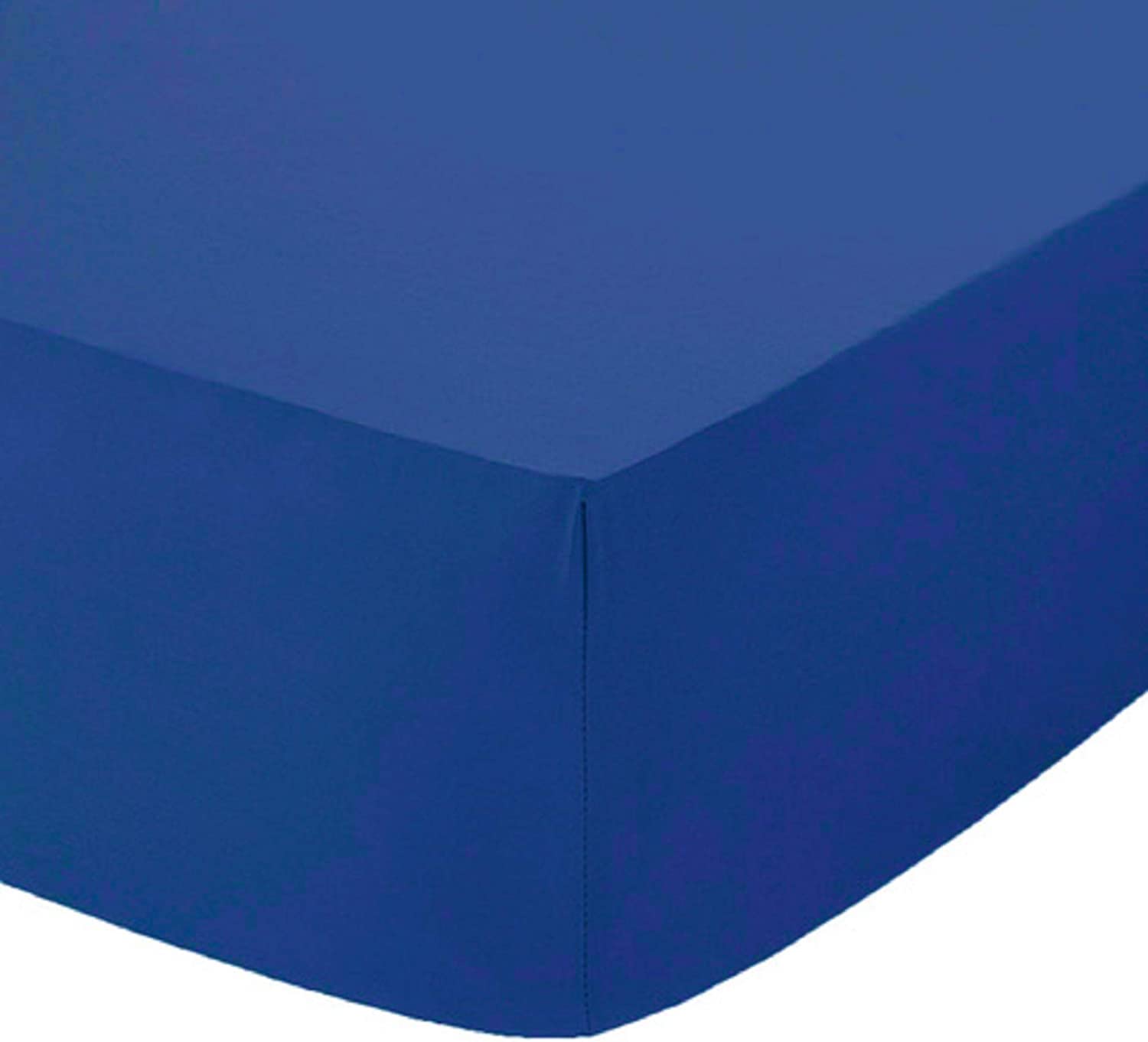 Ocean Nights Plain Dyed 10"(25cm) Box Fitted Bed Sheet Easy Care Polycotton Sheets Single Double King Super King Pillowcase (Royal Blue, Single)