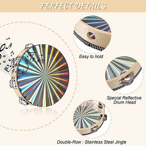 image for Yeshone 6/ 8/ 10 Inch Radiant Tambourine 3 Pieces Wood Church Tambouri