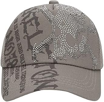 Y2k Accessories Hats Skull Rhinestones Hats for Men and Women Brown