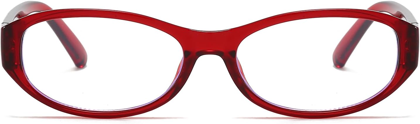 LJCZKA Oval Blue Light Blocking Glasses for Women Retro Small Oval Frame Glasses Y2K Clear Lens Computer Eyeglasses