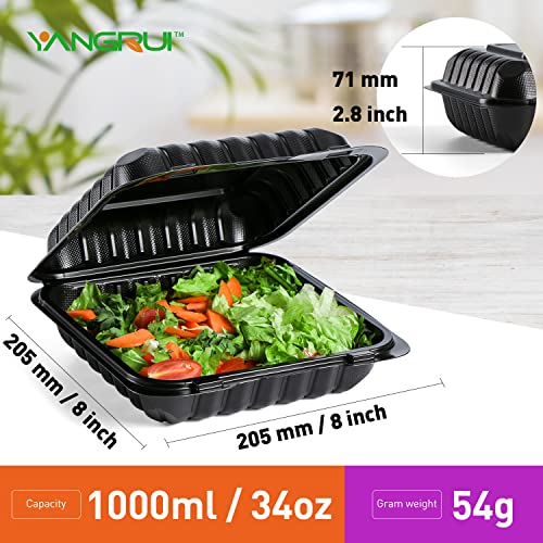 Yangrui To Go Containers, Shrink Wrap Biodegradable 55 Pack 8 Inch Plastic Hinged Take Out Containers Bpa Free Microwave Freezer Safe Clamshell Food Containers #TOP2