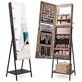 ★2 MIROIRS PRATIQUES★Le miroir haute définition pleine longueur vous offre une réflexion claire pour tout votre corps. Tandis que le miroir de maquillage intérieur facilite la mise en place des bijoux ou du maquillage.
