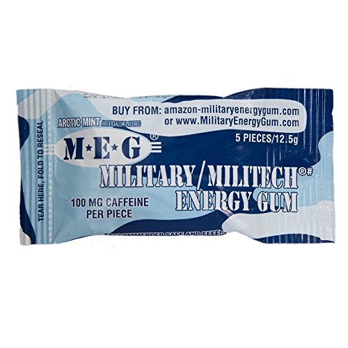 Meg - Military Energy Gum | 100Mg Of Caffeine Per Piece + Increase Energy + Boost Physical Performance + Arctic Mint 8 Pack (40 Count) #TOP1