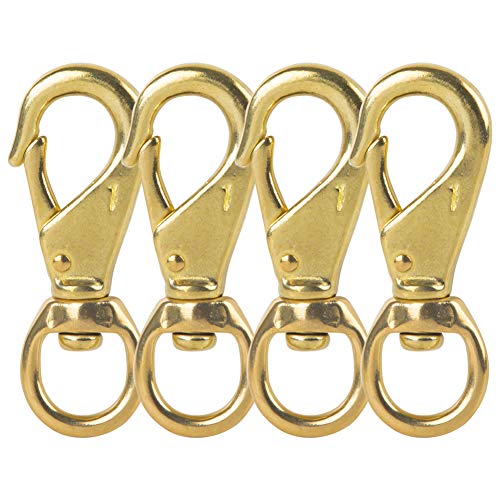 AOWESM Messing-Karabinerhaken, 8,9 cm, Drehöse - massives Messing, Tauch-Clips #1 - Taschen, Gürtel, Leinen, Gurte, Gepäck, Ledercarft (4 Stück) Cover