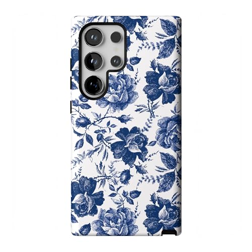 Casely Galaxy S24 Ultra Case | Rose to Fame Coquette | Blue & White Rose Floral | Essential Slim Dual-Layer Protective Case Design