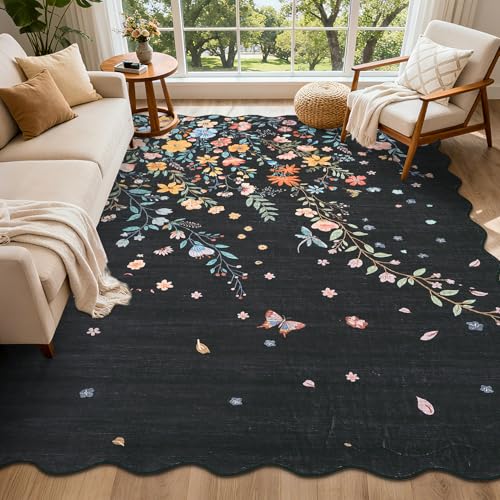 Tapete moderno lavable GAOMON 9x12 pies negro