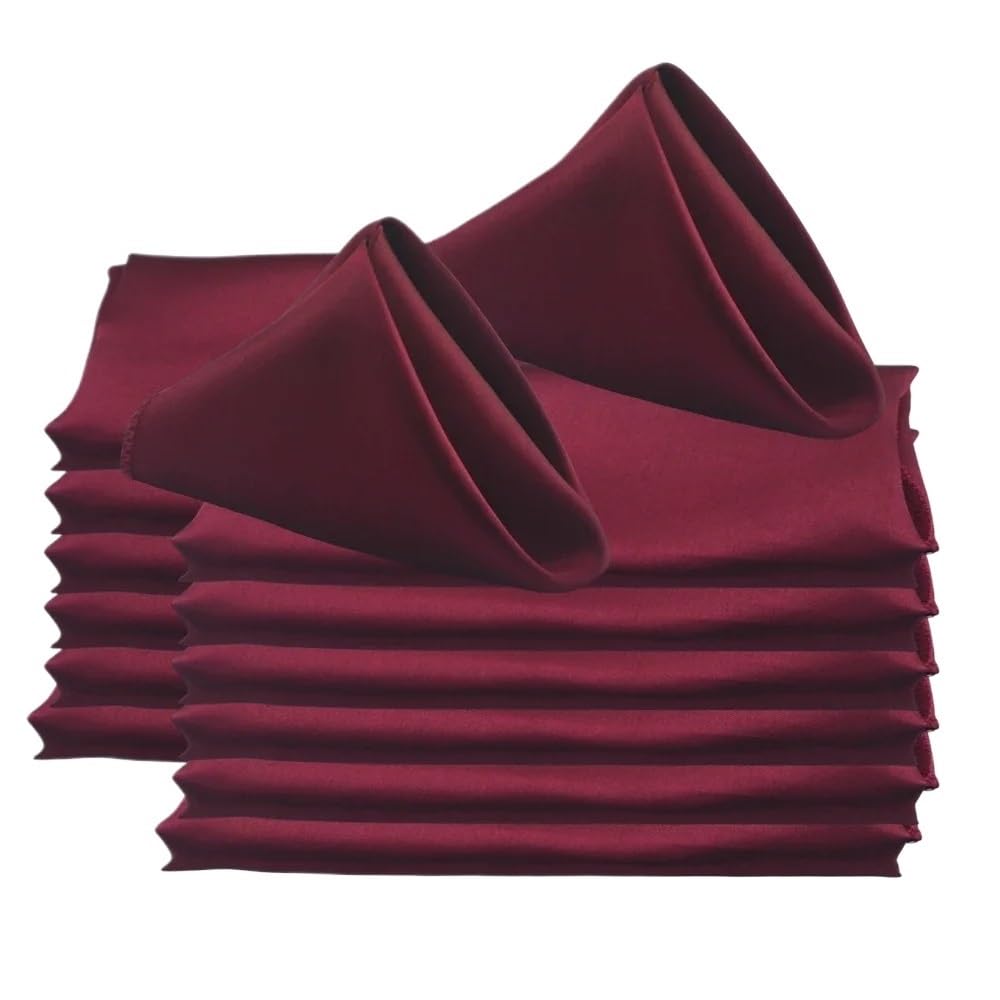 Eamrfvqt Burgundy Satin Dinner Napkins, Ester Satin Dinner Napkins 50Pc 30X30cm Multicolor Wedding Party