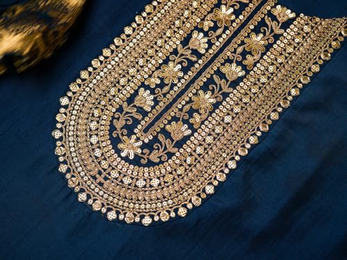 Image of Kaari Women's Embroidered Kurta Set with Pant & Dupatta | Ethnic Kurta Set for Women | Straight Fit | Round Neck | Festive, Wedding, Ceremony