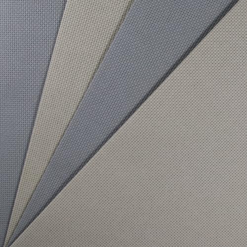 Image of KCS 4 pc of 12 inch x 18 inch(30cmx45cm) 14CT Counted Cotton Aida Cloth Cross Stitch Fabric (Pearl Grey+Light Grey)