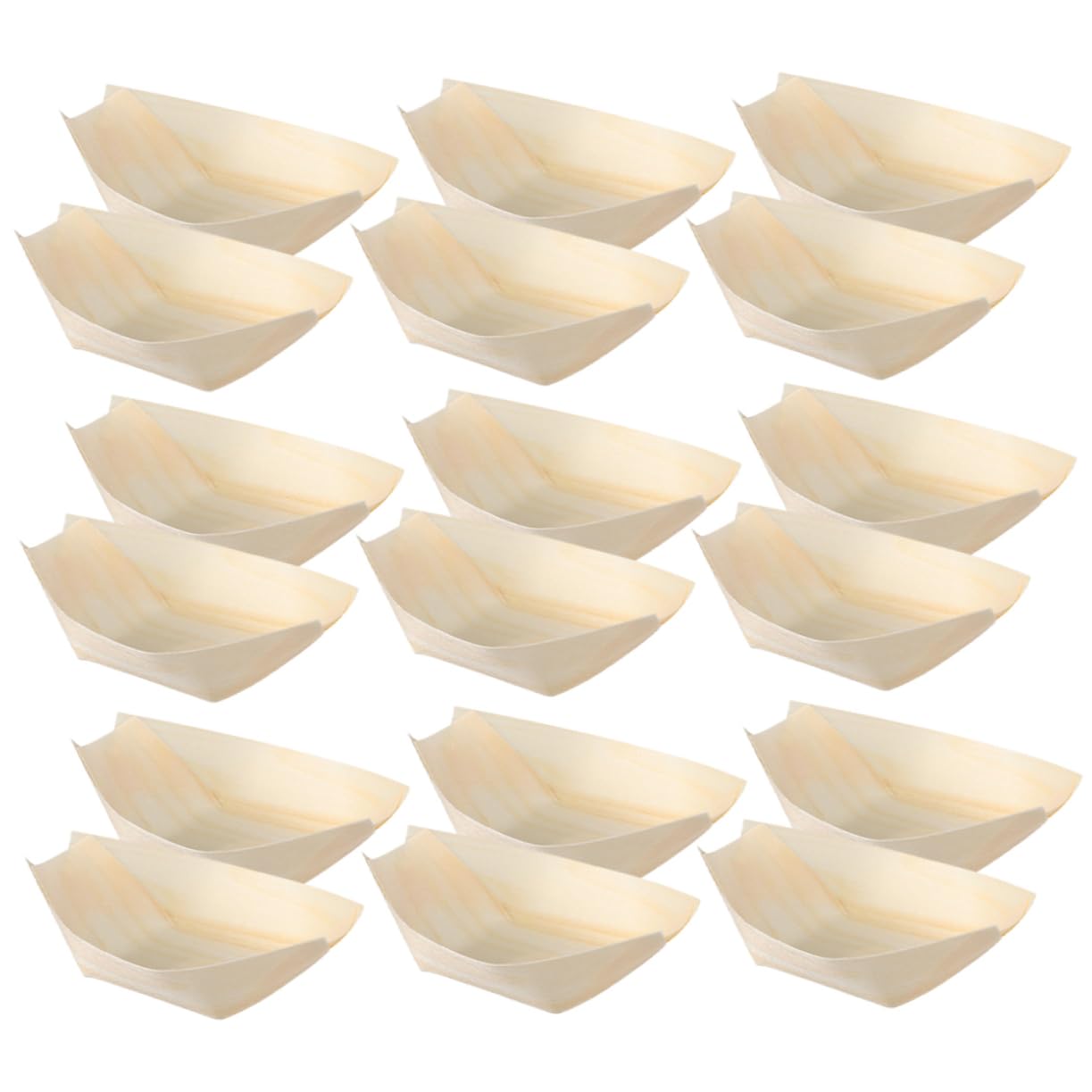 OFFSCH Boat Shape Serving Plates 300pcs Sushi Serving Trays Wood Material No Dye