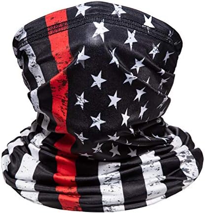 Skull Face Mask Bandana, Motorcycle Face Mask for Men Women, Skeleton Half Face Mask Sun UV Dust Wind Protection Breathable Rave Face Scarf Neck Gaiter for Biker Riding (Flag-Streak-RED)