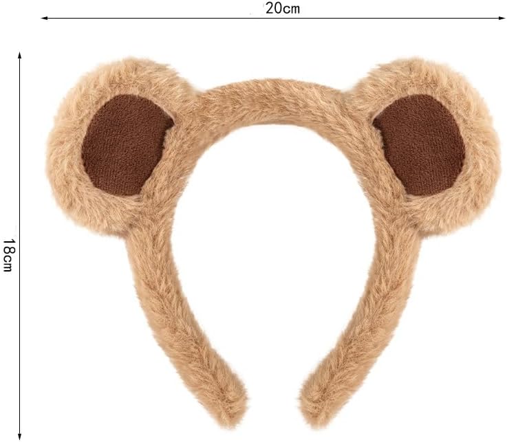 Kirei Sui 2 Piece Brown Bear Ears Headband Costume Cute Soft Fluffy Halloween Christmas Party Accessories for Adult Women - Image 6