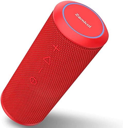Zamkol Bluetooth Speakers, Bluetooth Speakers Portable WirelessV4.2 with Powerful 24W with 360° Bass Sound, TWS, 15H Playtime & IPX6 Waterproof, Suitable for Travel, Home and Outdoors (Red)