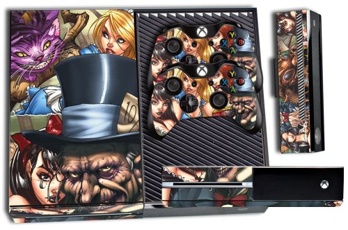 Designer Skin Sticker for the Xbox One Console With Two Wireless Controller Decals Mad Hatter