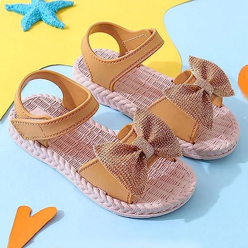 Toddler Kids Infant Girls Soild Bowknot Princress Shoes Soft Sole Non Slip First Walkers Prewalker Toddler Girls Size 9 (Yellow, 9-9.5 Years)2