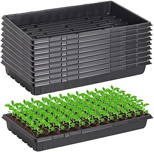 10 Pcs 20×10 Inch Plants Growing Trays - Black Seedlings Plugs Tray No Drain Holes Hydroponic Plastic Container Seed Starter without holes for Microgreens Flowers Sprouts Wheatgrass 1020 GDPL01N10
