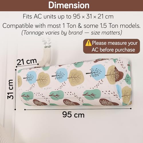 Image of HOKIPO Air Conditioner Cover for AC Units upto Size 95x31x21 cm | Compatible with most 1Ton & some 1.5Ton Split AC | Dustproof & Washable Indoor Unit Cover | Nature Trees (NEW-D2-AR5873)