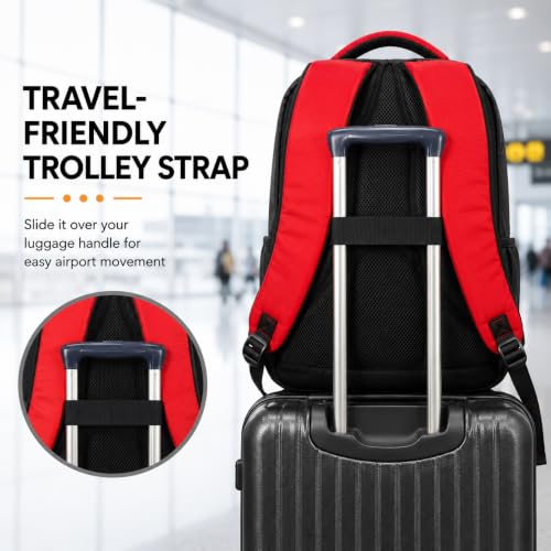 Image of CARAMBA CARRYMATE 26.5L Overnighter Laptop Backpack | Water Resistant Travel Bag with 15.6 inch Padded Laptop Sleeve, Trolley Strap & Dual Compartments for Office, Business, College Men & Women