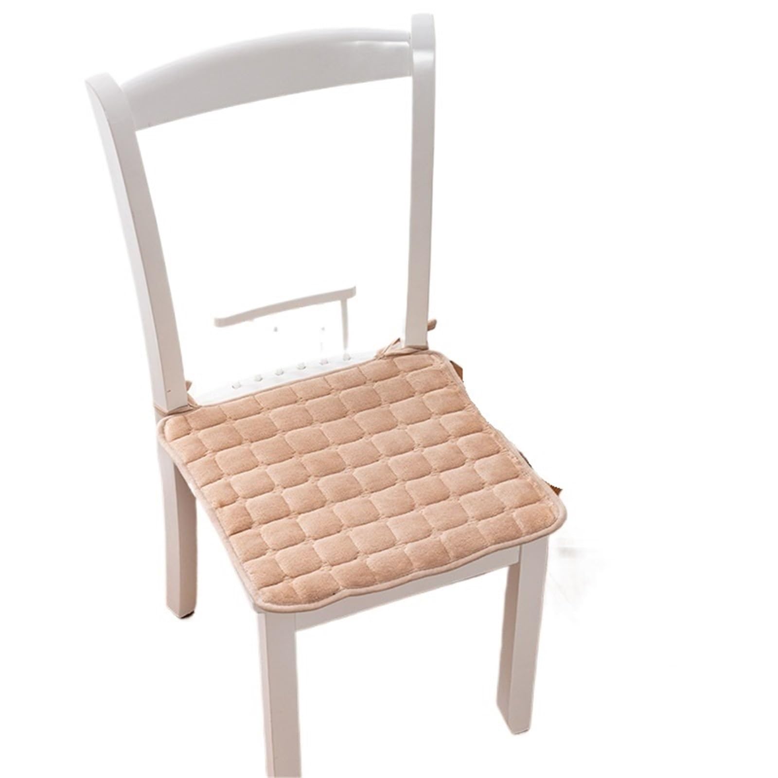 GIJMZY Flannel Solid Color Seat Cushion Winter Plush Thickened Office Chair Autumn Warm Soft Strapped Cushions(Khaki,45x45cm)