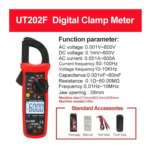 UT204 Plus UT210E UT210D UT208B UT202A+ UT207B Pinza Amperimétrica Digital Voltímetro AC/DC Amperímetro Alicates Multímetro Corriente (UT202F) miniatura 2