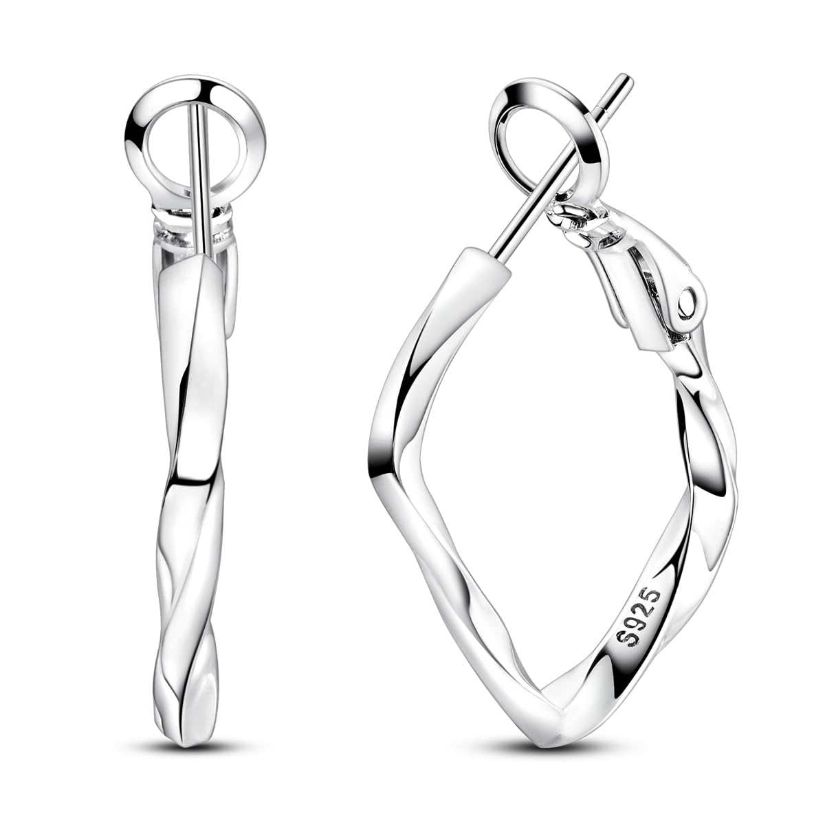 S925 Silber-Ohrringe Reifen-Ohrringe für Frauen Hängeohrringe Zirkonia Earrings