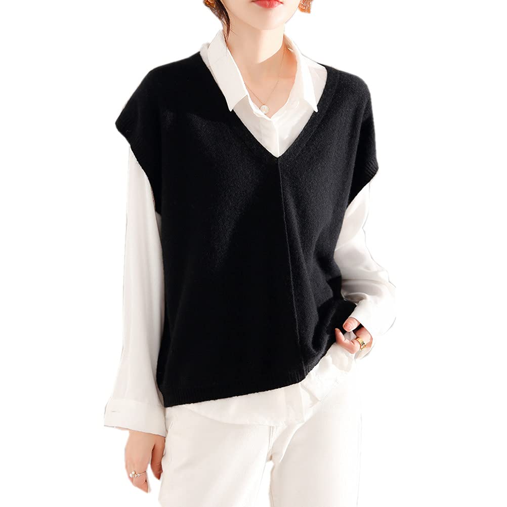 Femme Gilet en Cachemire pour Col V sans Manches Gilet Pulls sans Manche