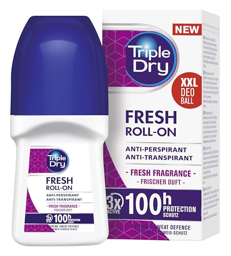 Triple Dry Anti-Transpirant Roll-On Fresh | Deoroller gegen starkes Schwitzen | Antibakterielles Deodorant für 100h Schutz | Frisch duftendes Antiperspirant | 50ml