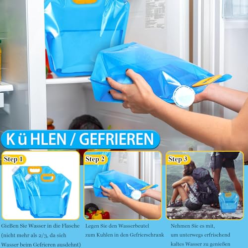 4 Stück Wasserkanister Faltbar, Faltbarer Wasserkanister 10L mit Dichtem Deckel, Auslaufsicherer, Gefrierfähiger - Wasserbehälter für Outdoor Camping Wanderungen Picknicks – Bild 8